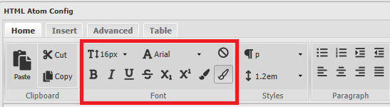 HTML Ribbon Font Group