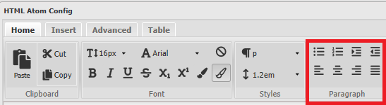 HTML Ribbon Paragraph Group