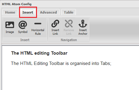 HTML Ribbon Insert Tab
