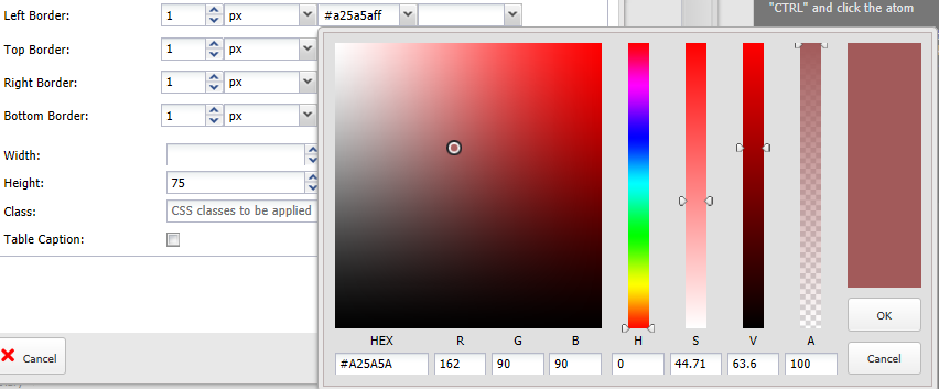 Table Cell Border Colour